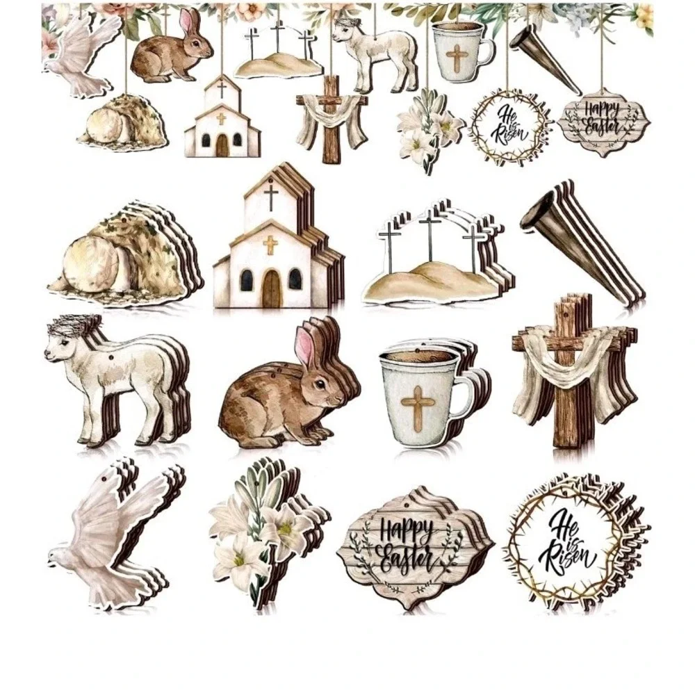 Religious Ornaments 35Pcs Vintage Easter Tree Decorations Retro Christmas New